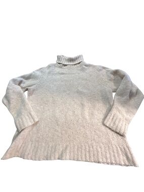 L.L. Bean Wool Blend Cozy Turtleneck Sweater Cream Chunky Knit XL Granola Girl